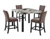 Vega Brown Faux Marble Counter Height Set
