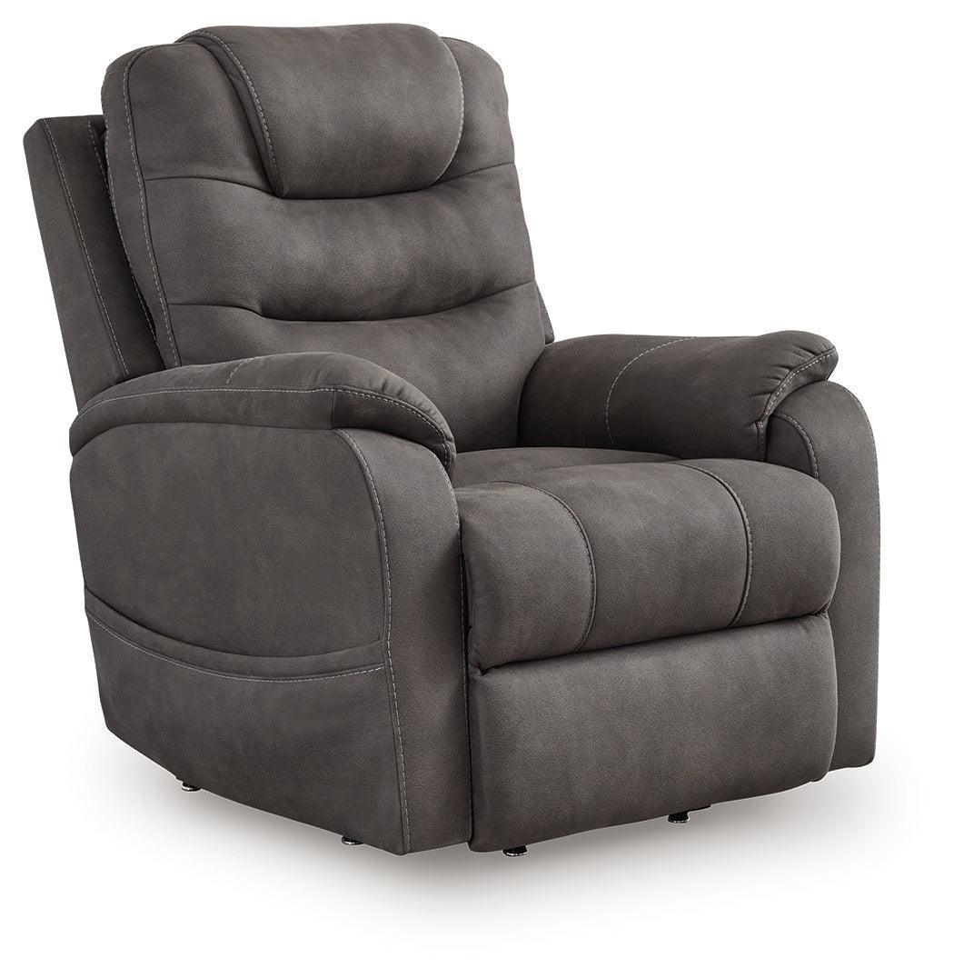 Snowfield Gunmetal Faux Leather Power Lift Recliner