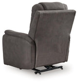 Snowfield Gunmetal Faux Leather Power Lift Recliner