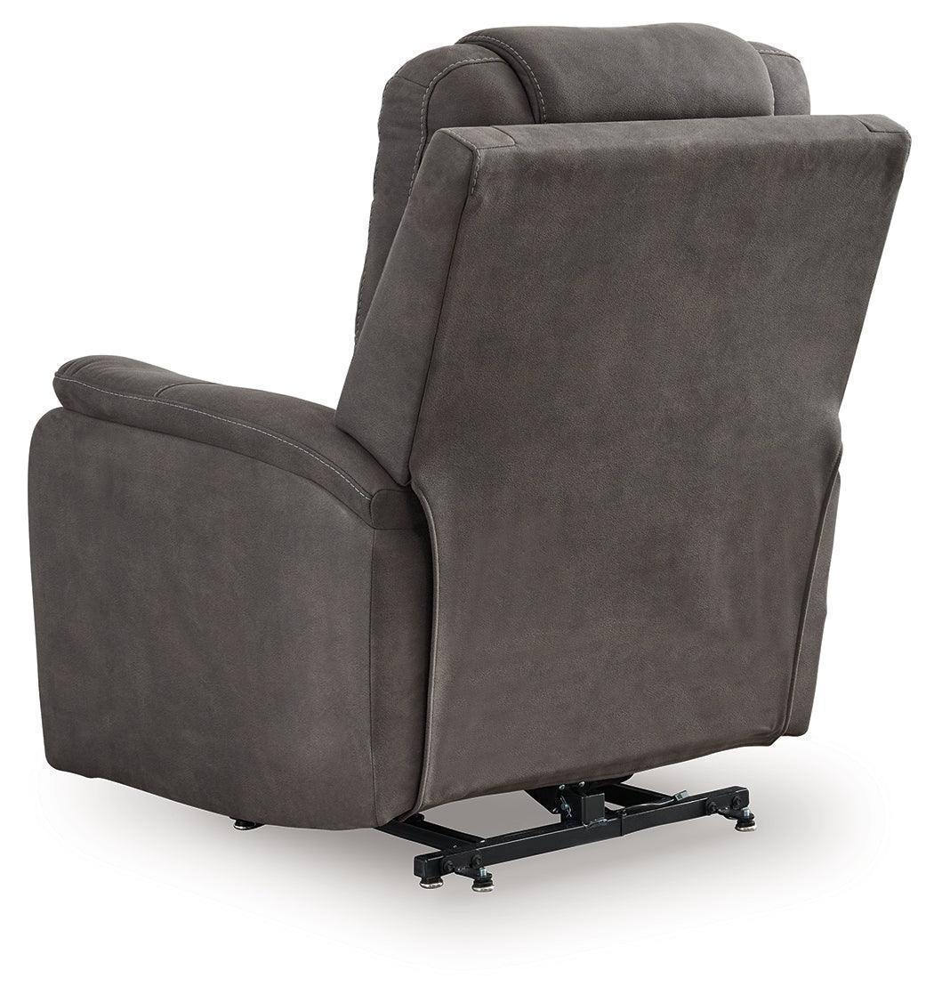 Snowfield Gunmetal Faux Leather Power Lift Recliner