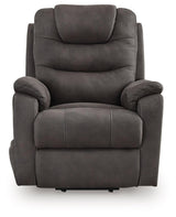 Snowfield Gunmetal Faux Leather Power Lift Recliner