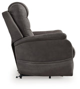 Snowfield Gunmetal Faux Leather Power Lift Recliner
