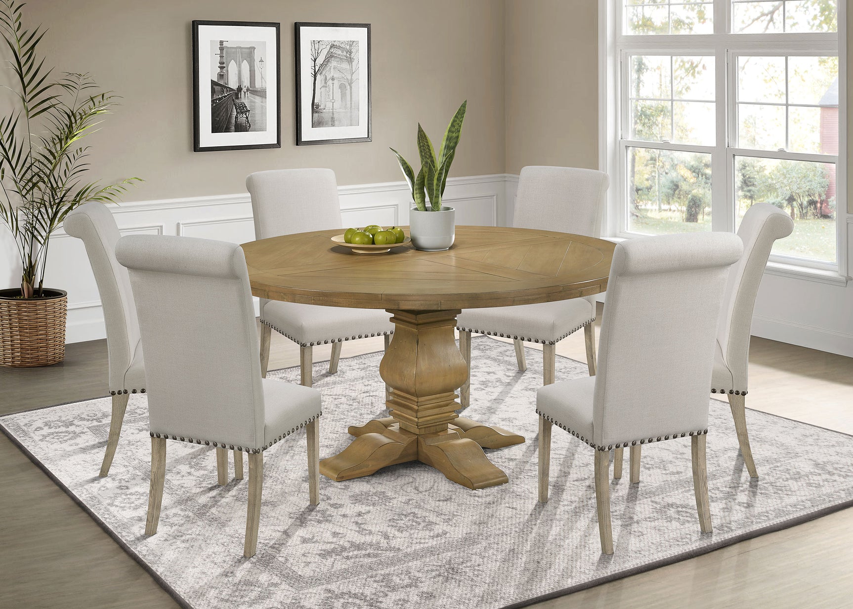 Florence Rustic Honey Round Dining Room Set