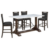 Aldrich Cappuccino White Marble Counter Height Set