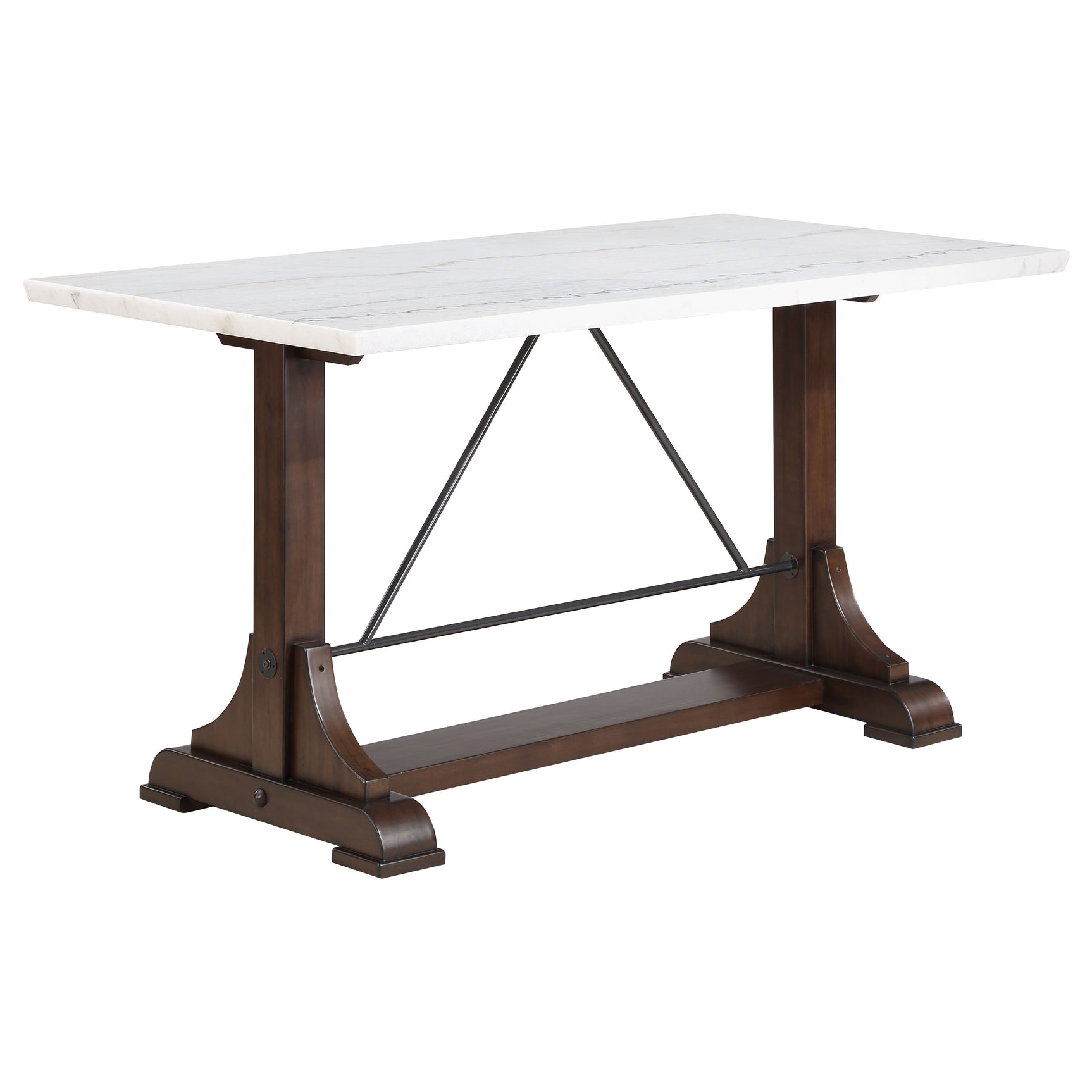 Aldrich Cappuccino White Marble Counter Height Set