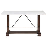 Aldrich Cappuccino White Marble Counter Height Set