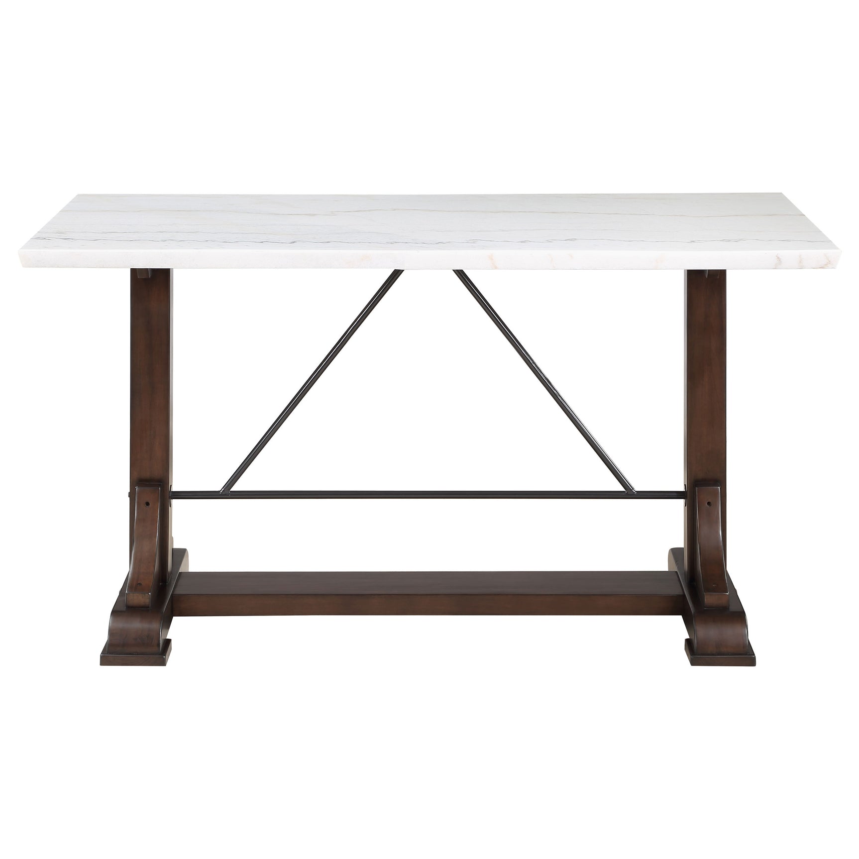 Aldrich Cappuccino White Marble Counter Height Set