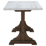 Aldrich Cappuccino White Marble Counter Height Set