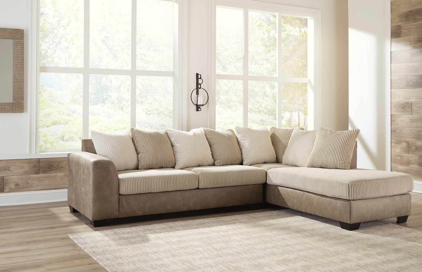 Keskin Sand 2-Piece Sectional With Chaise 18403S2 - Ella Furniture