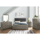 Kie Gray Upholstered Panel King Bed