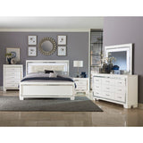 Allura White Faux Alligator Contemporary Wood Faux Leather Upholstered Tufted Queen LED Panel Bed