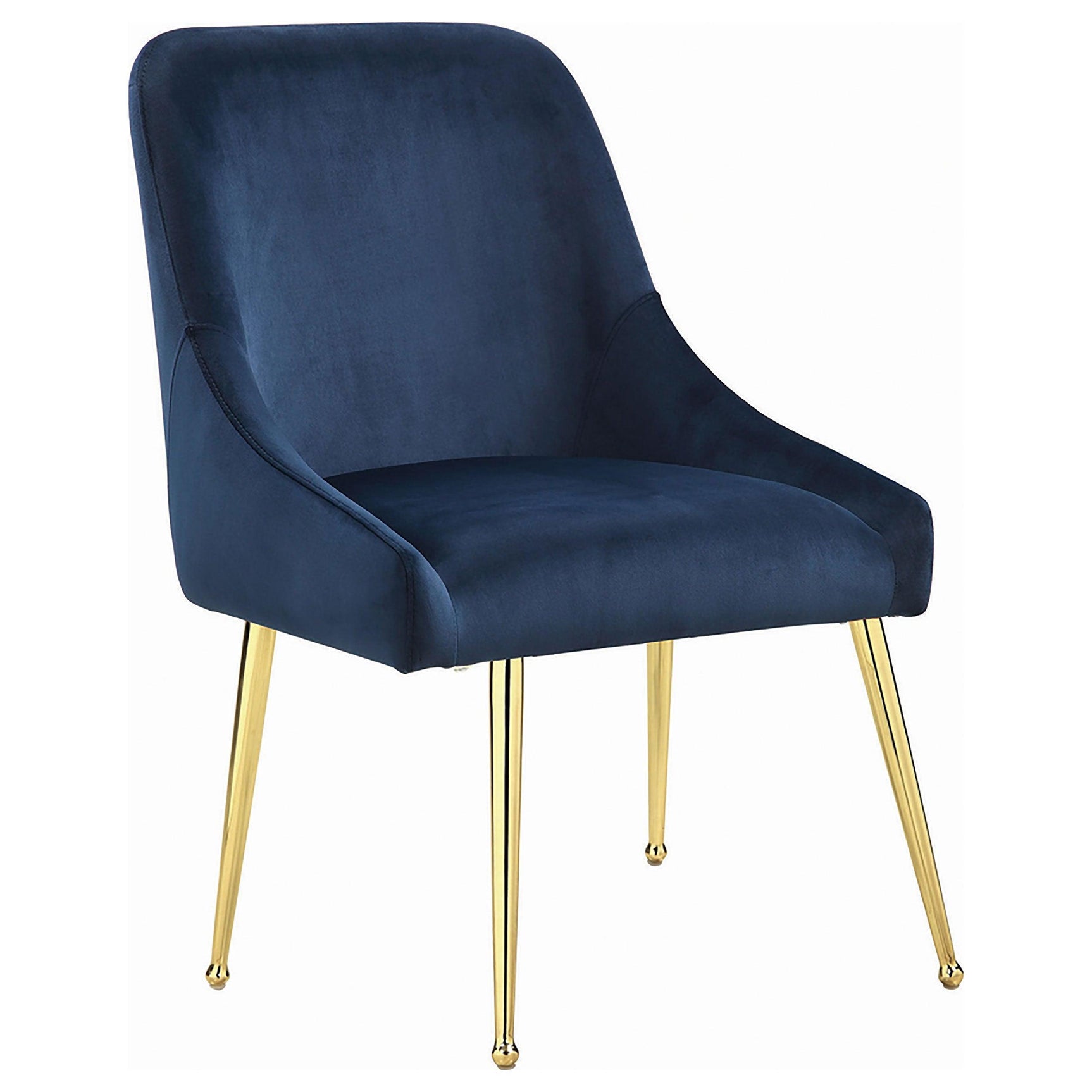 Kella Marble & Gold Round Dining Set with 4 Blue Upholstered Chairs