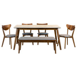 Everett Natural Walnut Rectangular Dining Room Set