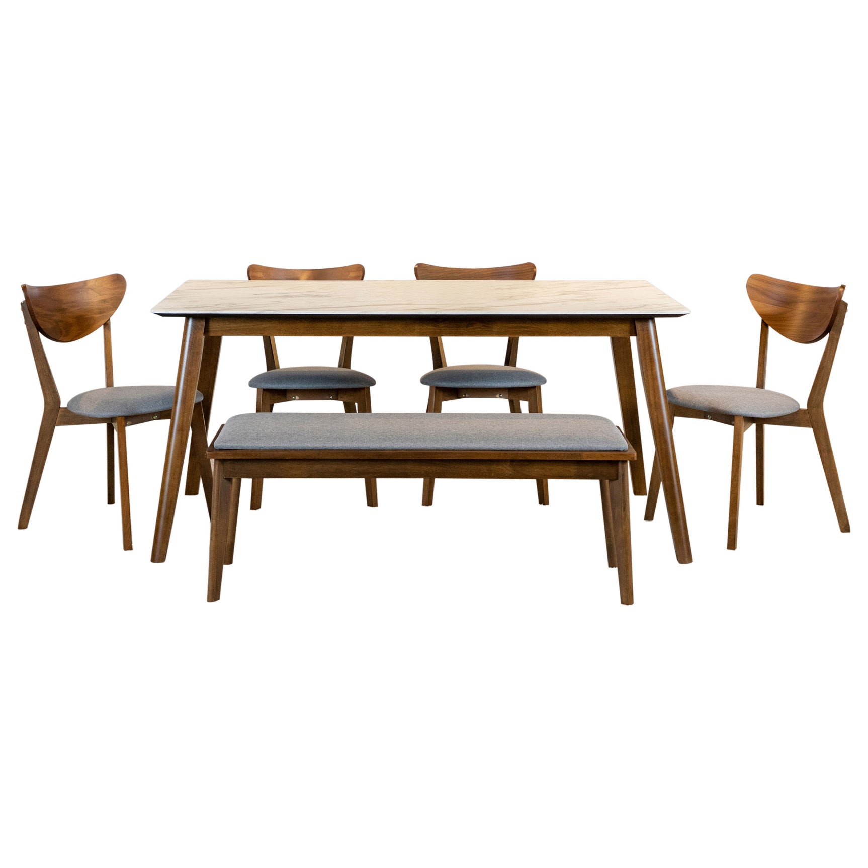 Everett Natural Walnut Rectangular Dining Room Set