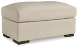 Treasure Trove Almond Leather Ottoman
