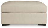 Treasure Trove Almond Leather Ottoman