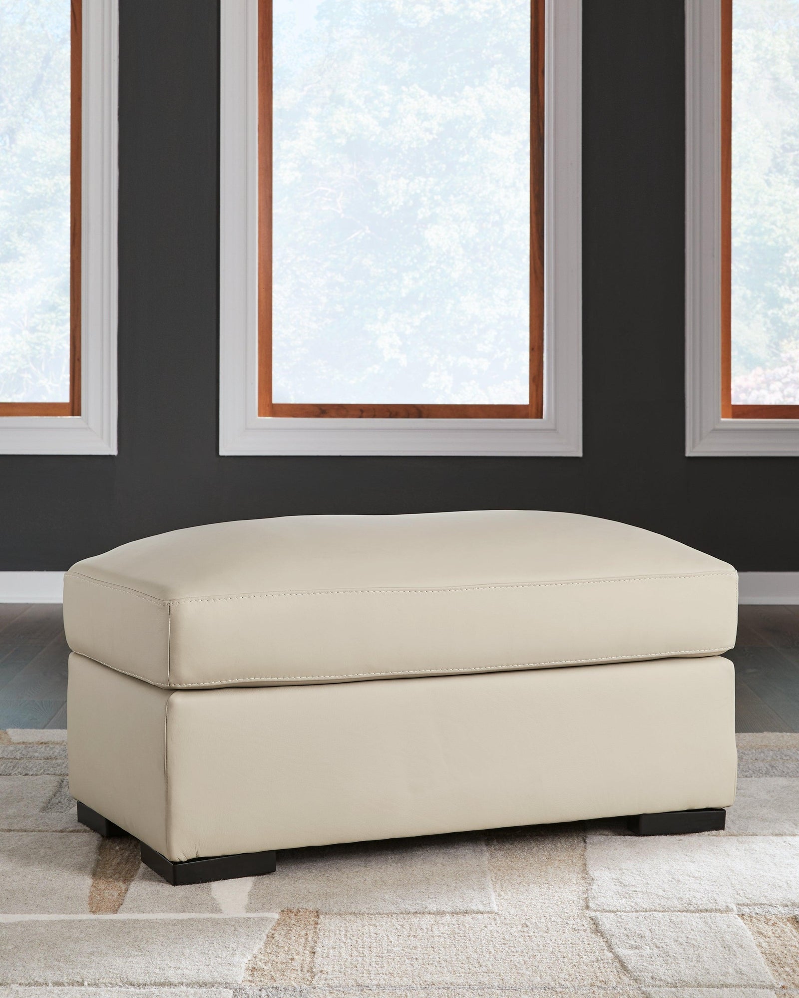 Treasure Trove Almond Leather Ottoman