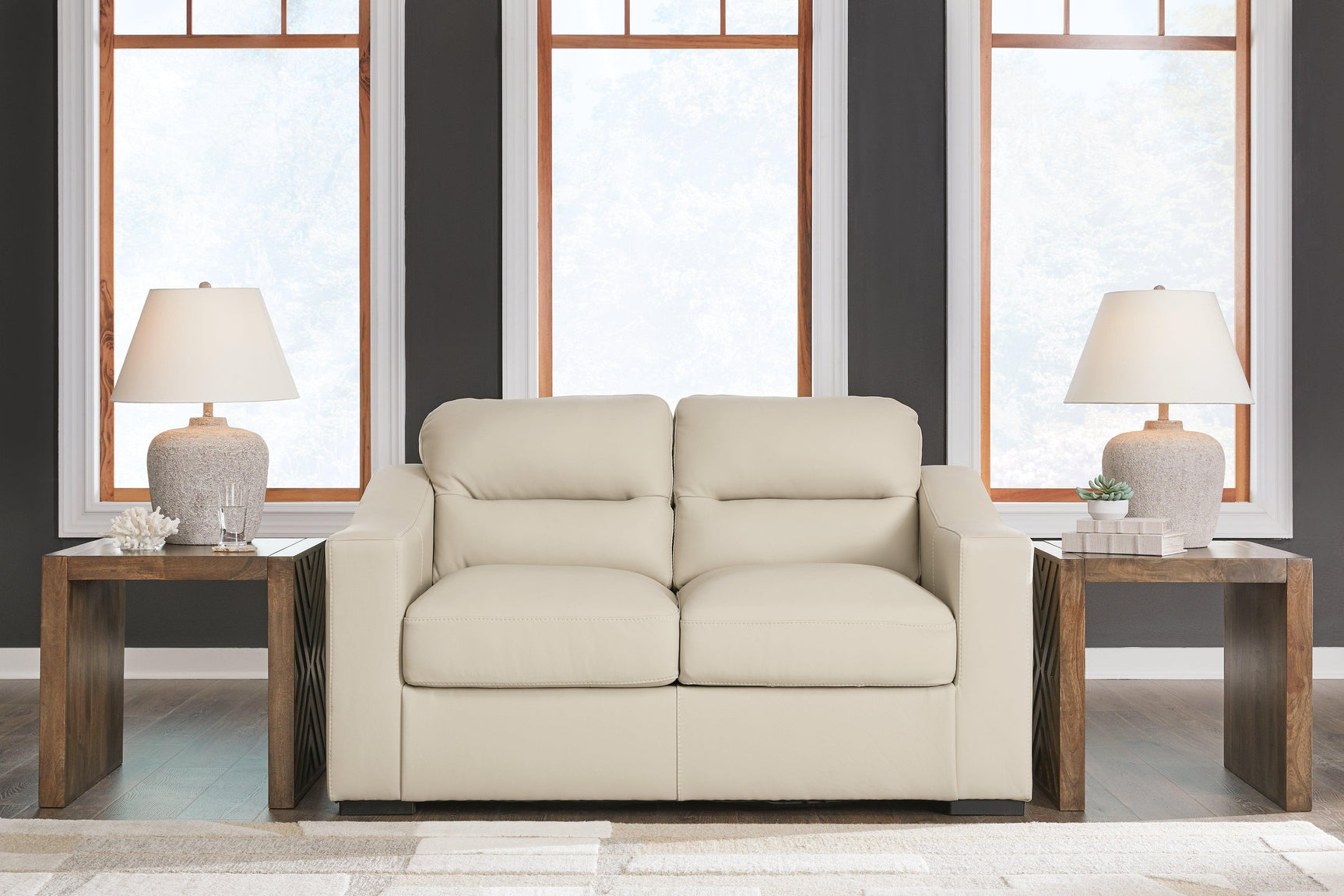 Treasure Trove Almond Leather Loveseat