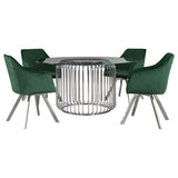 Veena Silver Round Glass Top Dining Room Set