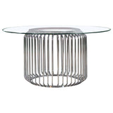 Veena Silver Round Glass Top Dining Room Set