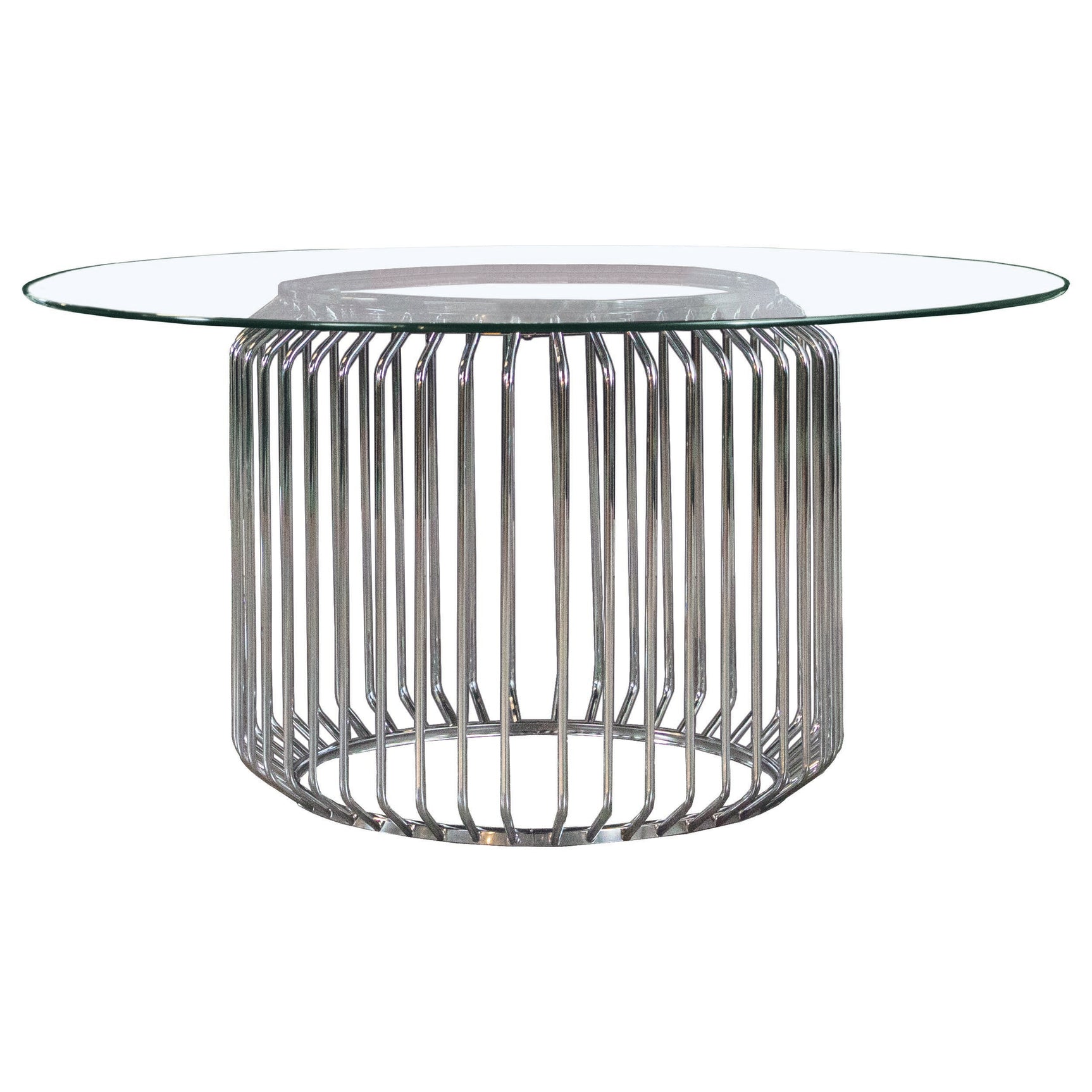 Veena Silver Round Glass Top Dining Room Set