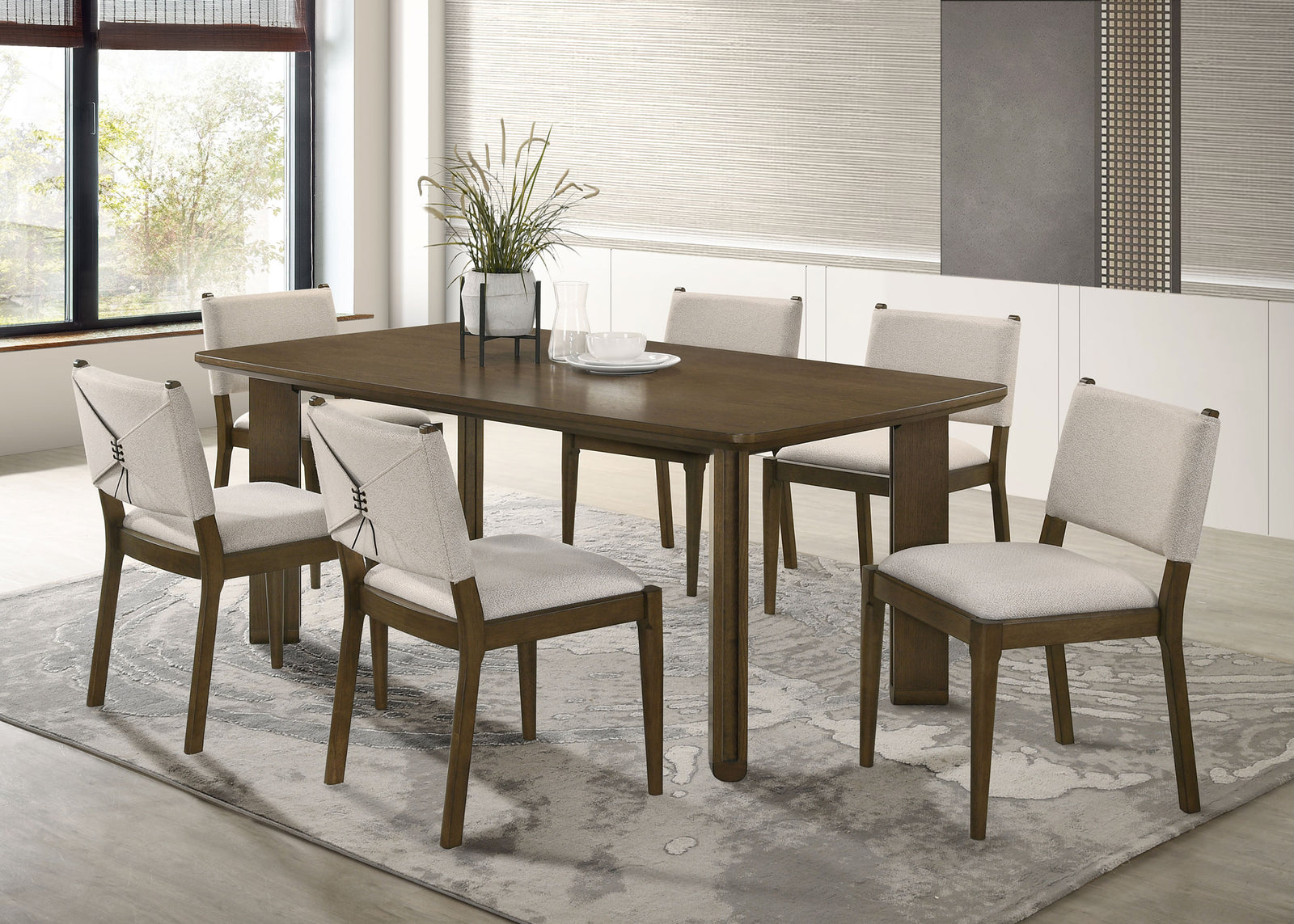 Ottowa Brown Rectangular Wood Dining Room Table Set