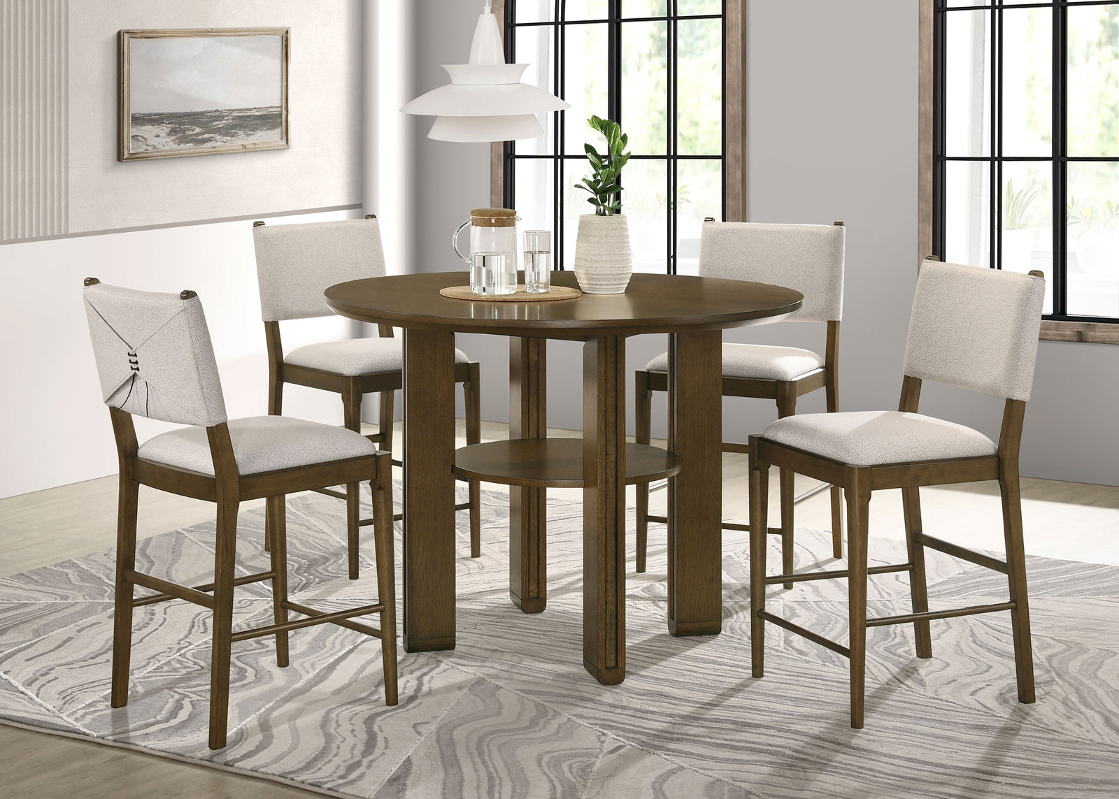 Ottowa Brown Round Counter Height Set