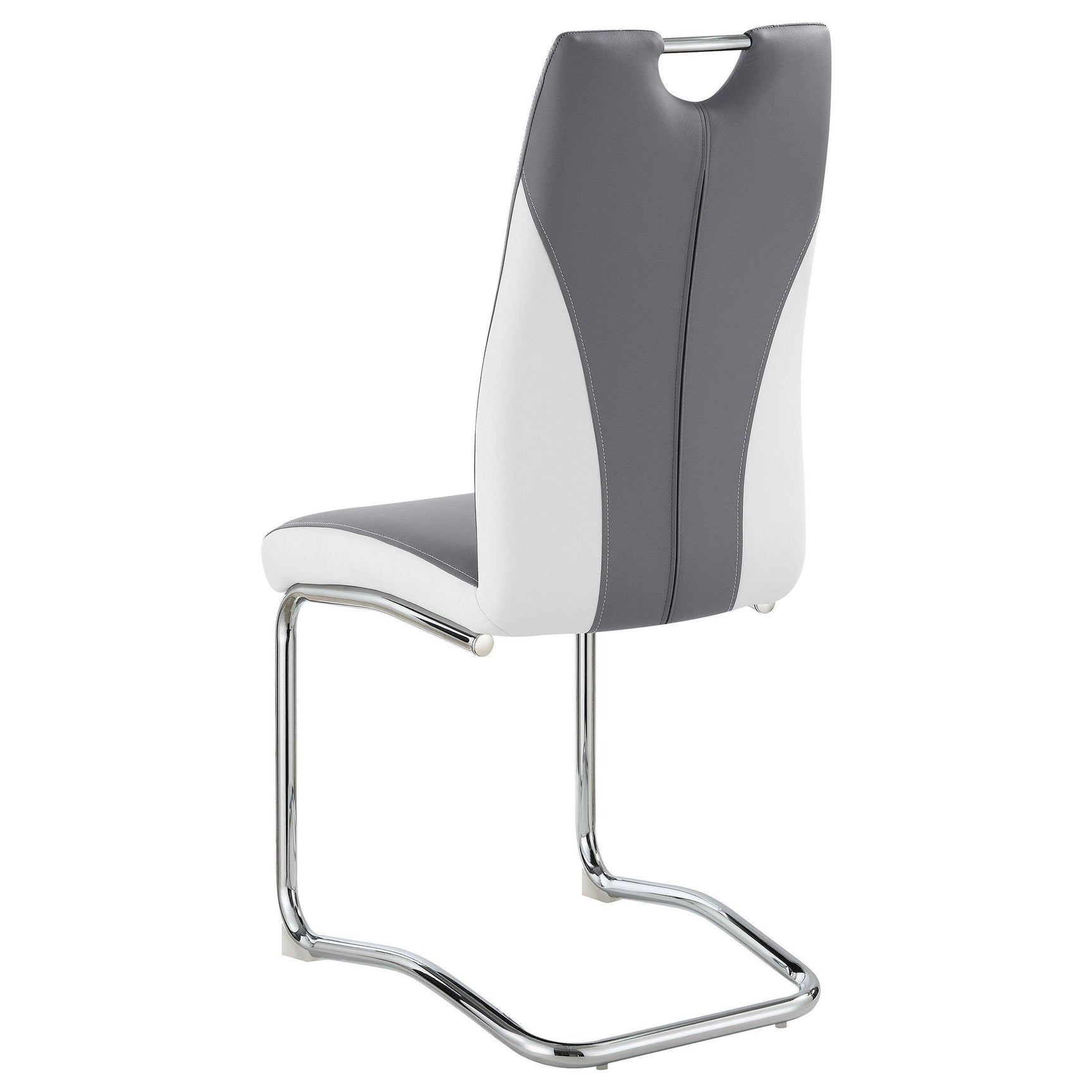 Brooklyn White High Gloss Dining Table with Chrome Base and Upholstered Chairs