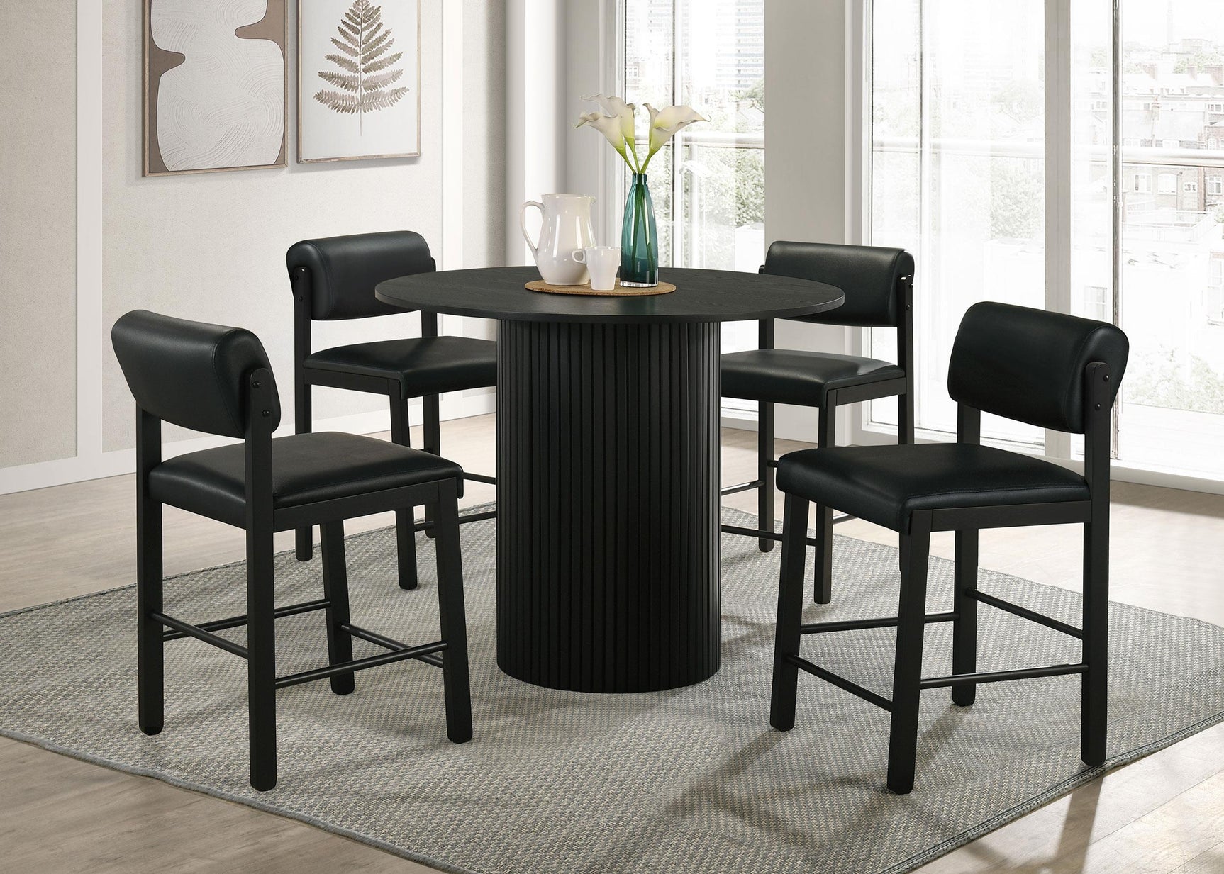 Kehoe Upholstered Counter Height Chair Black (Set of 2)