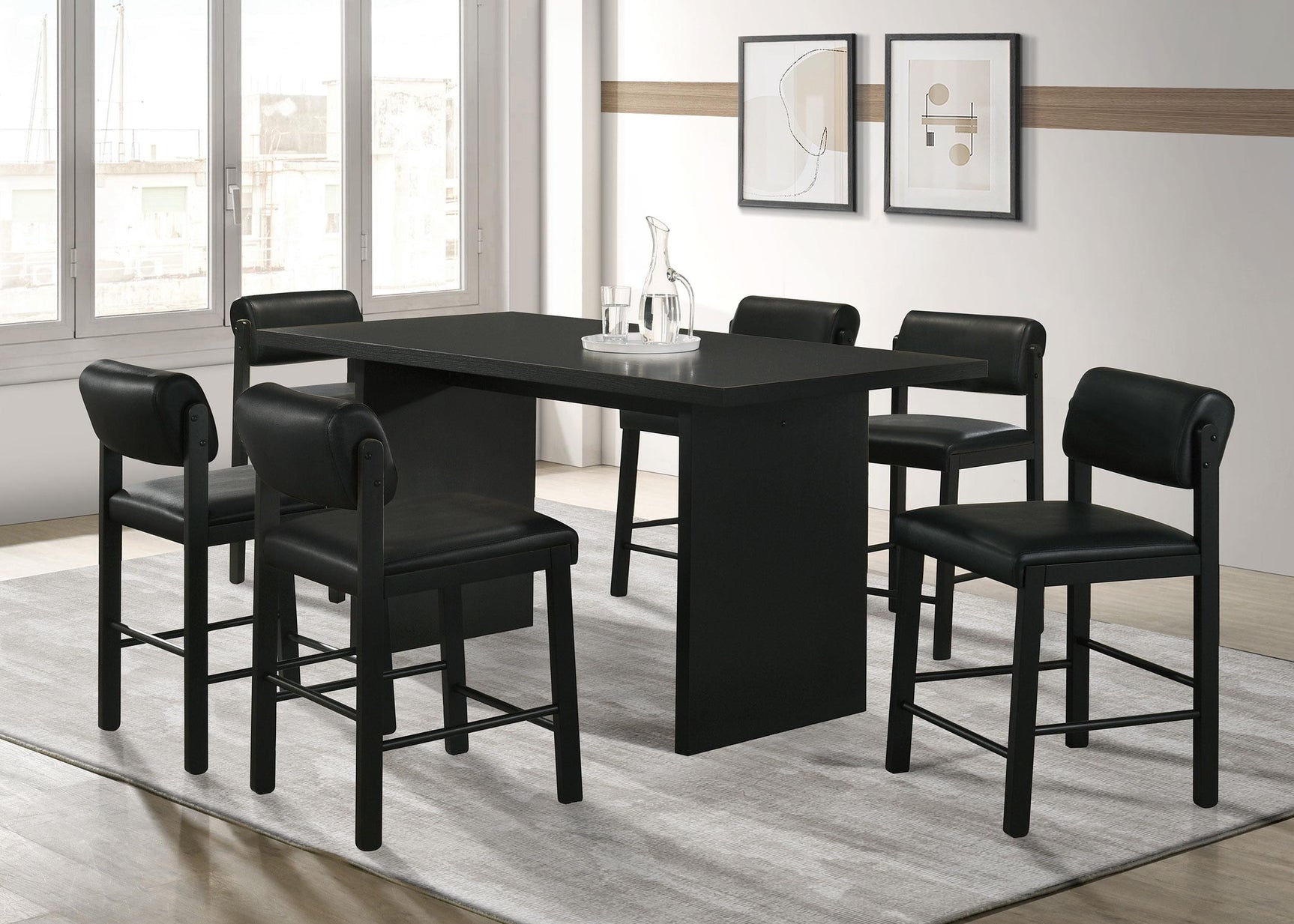 Kehoe Upholstered Counter Height Chair Black (Set of 2)