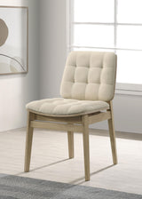 Redbridge Velvet Upholstered Side Chair Cream and Natural Oak (Set of 2)