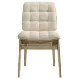 Redbridge Velvet Upholstered Side Chair Cream and Natural Oak (Set of 2)