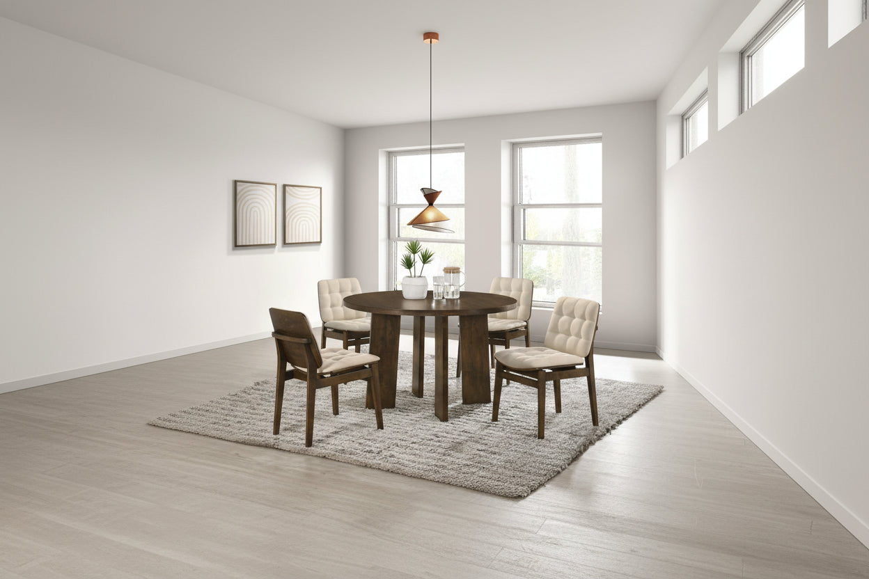 Redbridge Velvet Upholstered Side Chair Cream and Walnut (Set of 2)
