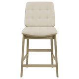 Redbridge Velvet Upholstered Counter Chair Cream and Natural Oak (Set of 2)