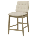 Redbridge Velvet Upholstered Counter Chair Cream and Natural Oak (Set of 2)