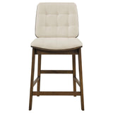 Redbridge Velvet Upholstered Counter Chair Cream and Walnut (Set of 2)