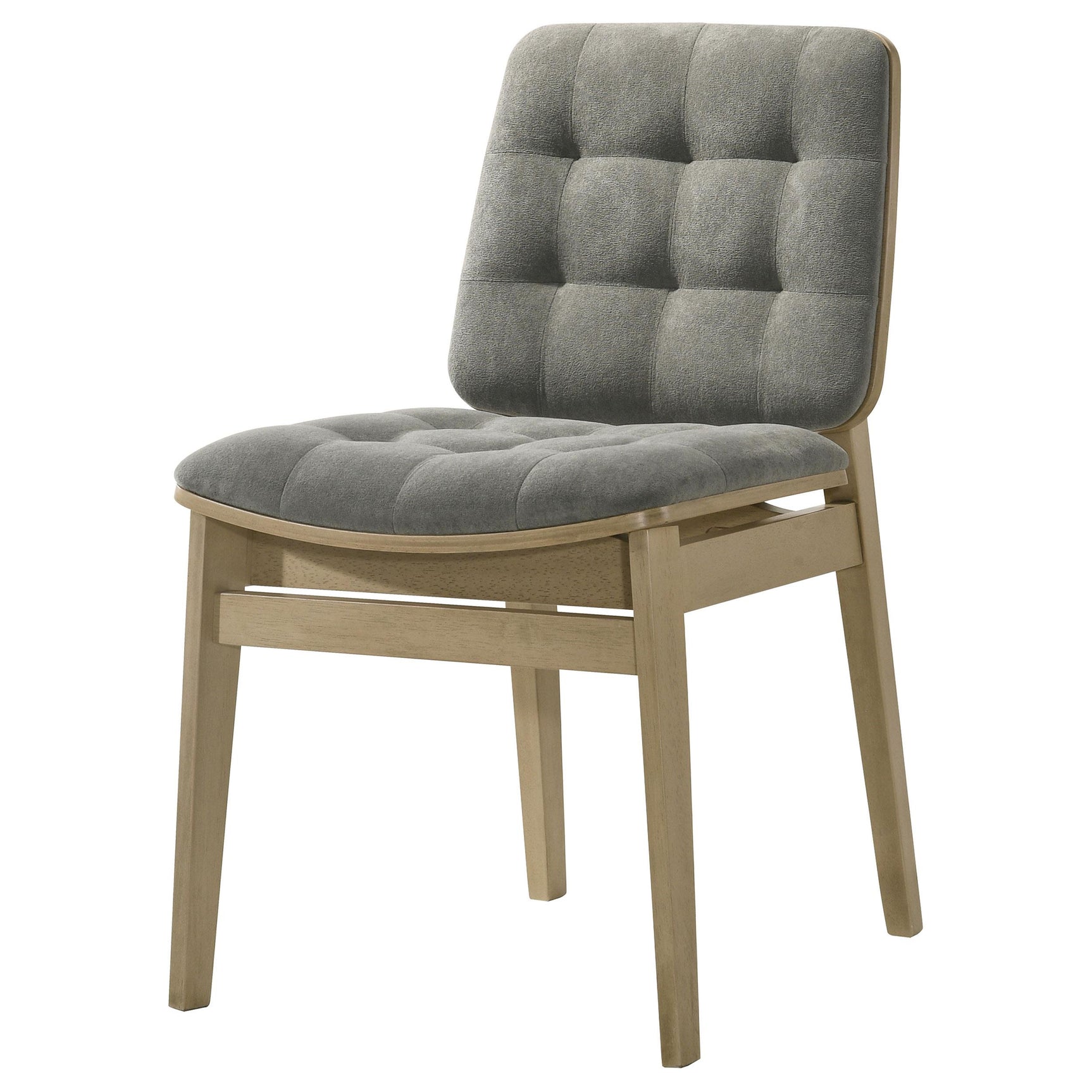 Redbridge Velvet Upholstered Side Chair Grey and Natural Oak (Set of 2)