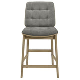 Redbridge Velvet Upholstered Counter Chair Grey and Natural Oak (Set of 2)
