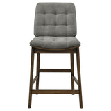 Redbridge Velvet Upholstered Counter Chair Grey and Walnut (Set of 2)