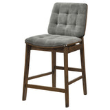 Redbridge Velvet Upholstered Counter Chair Grey and Walnut (Set of 2)