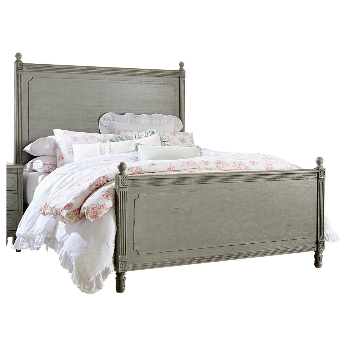 Gray Modern Traditional Rustic Solid Wood And Veneers Panel King Bed - Ella Furniture