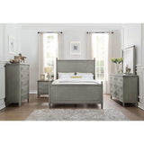 Gray Modern Traditional Rustic Solid Wood And Veneers Panel King Bed - Ella Furniture
