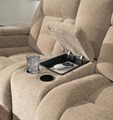 Mixed Brownstone Motion Sofa and Loveseat — detail view