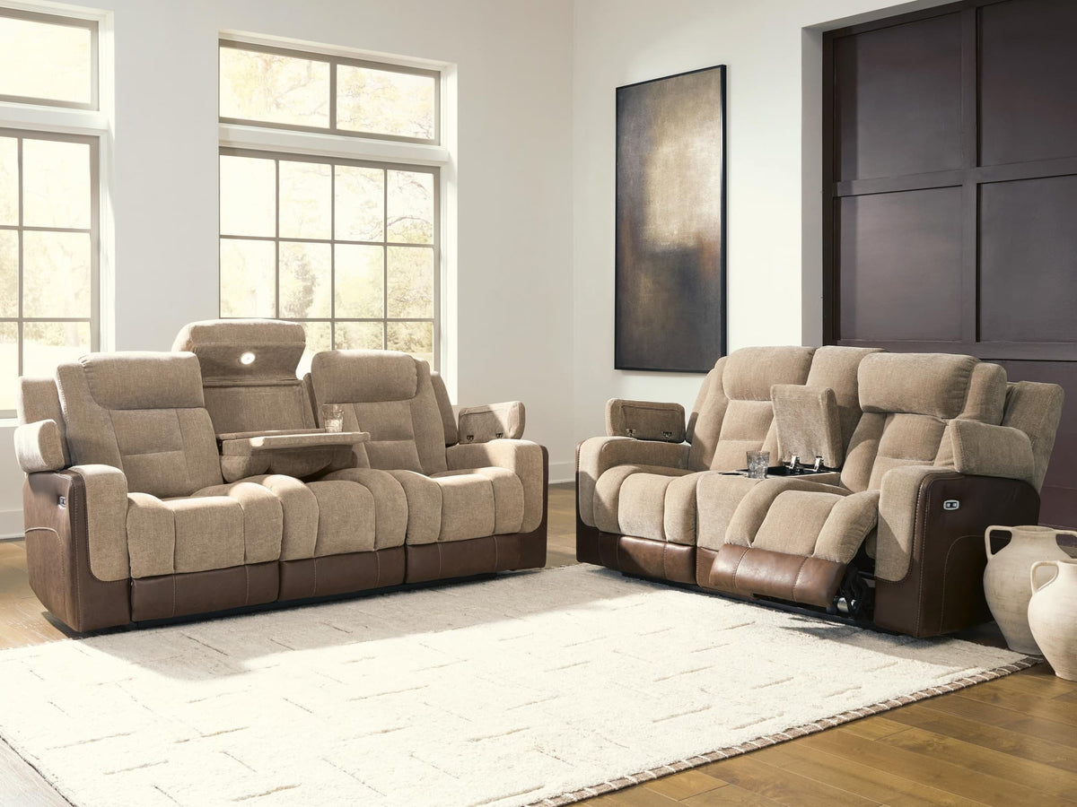 Mixed Brownstone Motion Sofa and Loveseat — product image 5