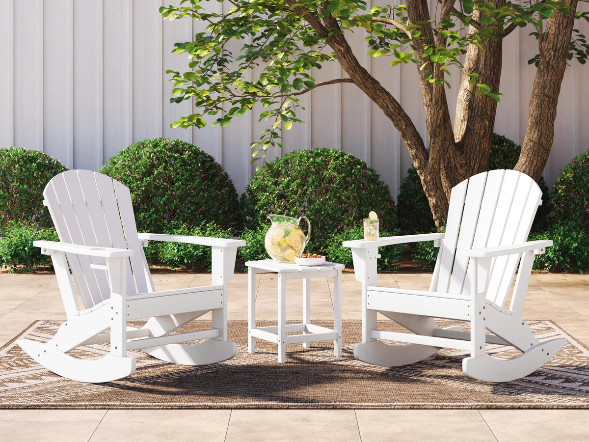 Sundown Treasure White 2 Outdoor Chairs with End Table — product view