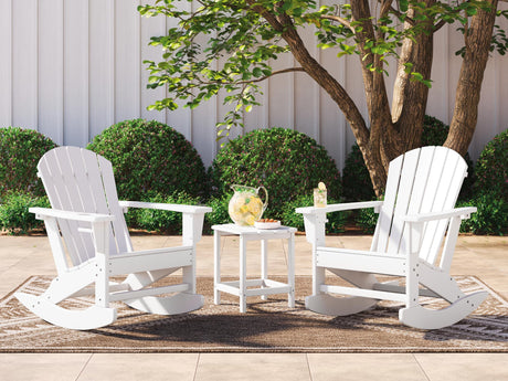 Sundown Treasure White 2 Outdoor Chairs with End Table — product view