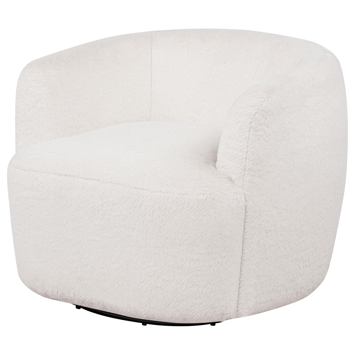 Hudson Faux Fur Swivel Accent Chair Ecru — product image 3