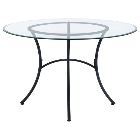 Kline 48-Inch Round Glass Top Dining Table Matte Black — product image 4