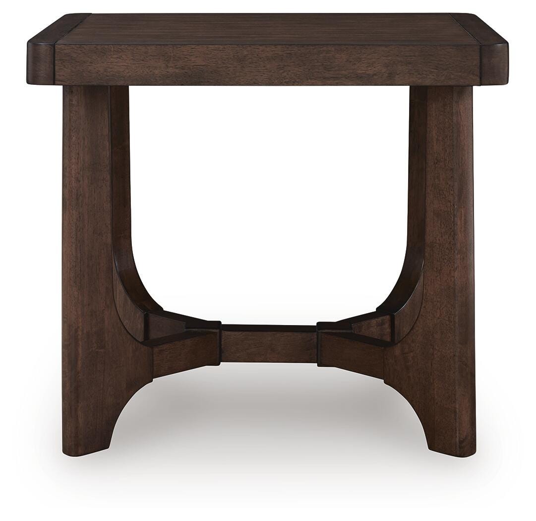 Korestone Dark Brown Coffee Table with 2 End Tables — front view