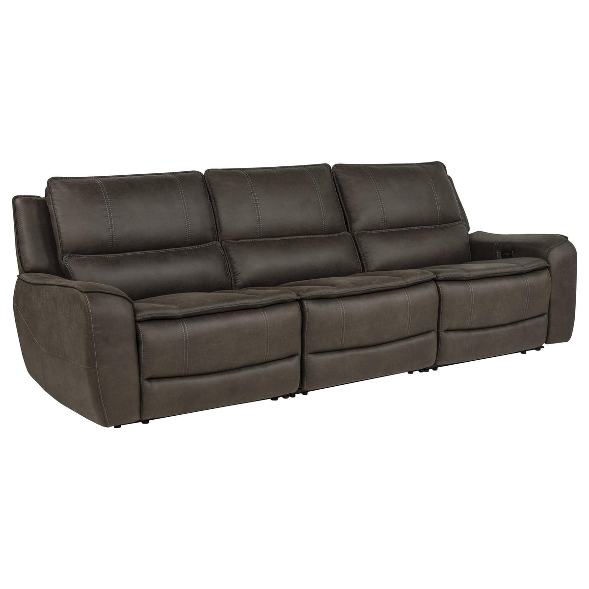 Marcell 3-Piece Transitional Power Reclining Sofa with USB Charging Grey — product view